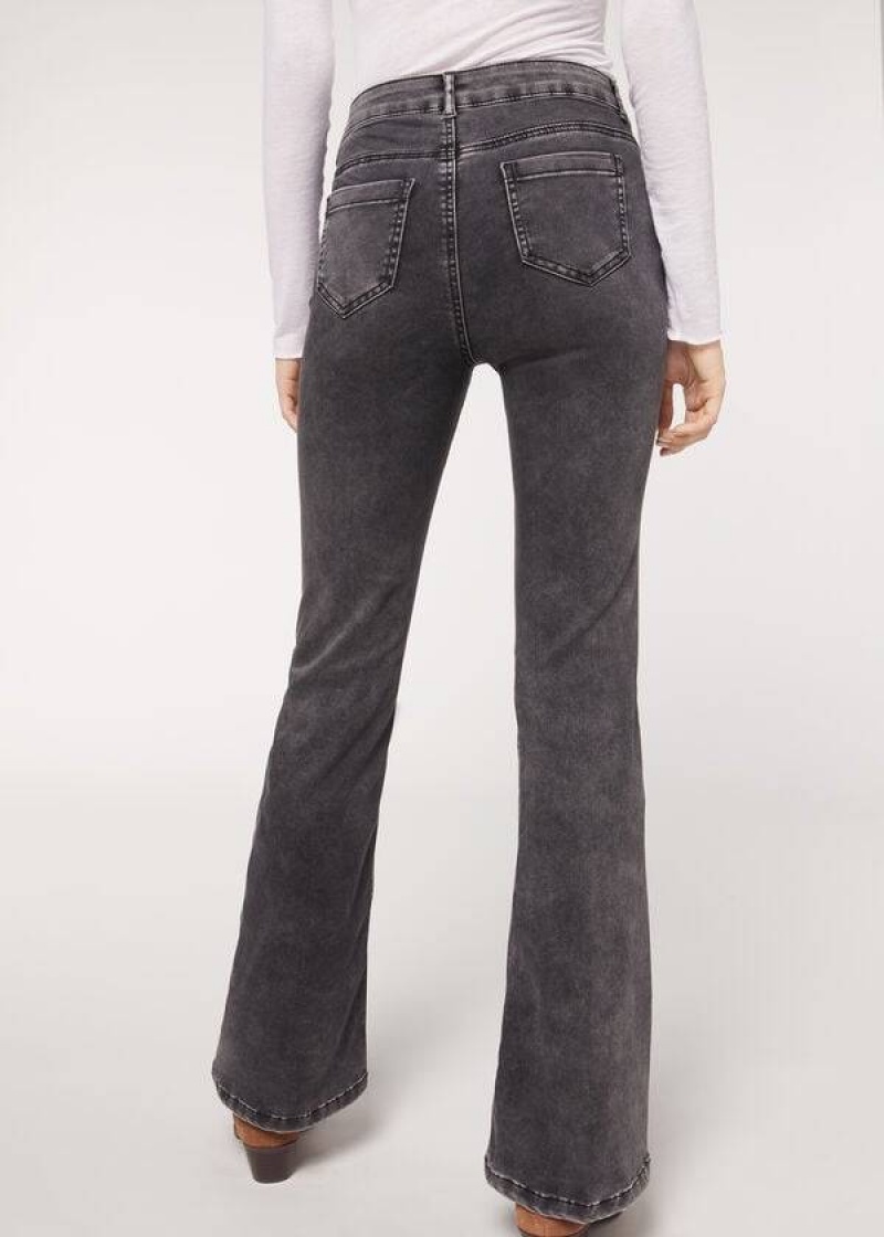 Calzedonia Flared Jeans Damen Grau | DE1596DN